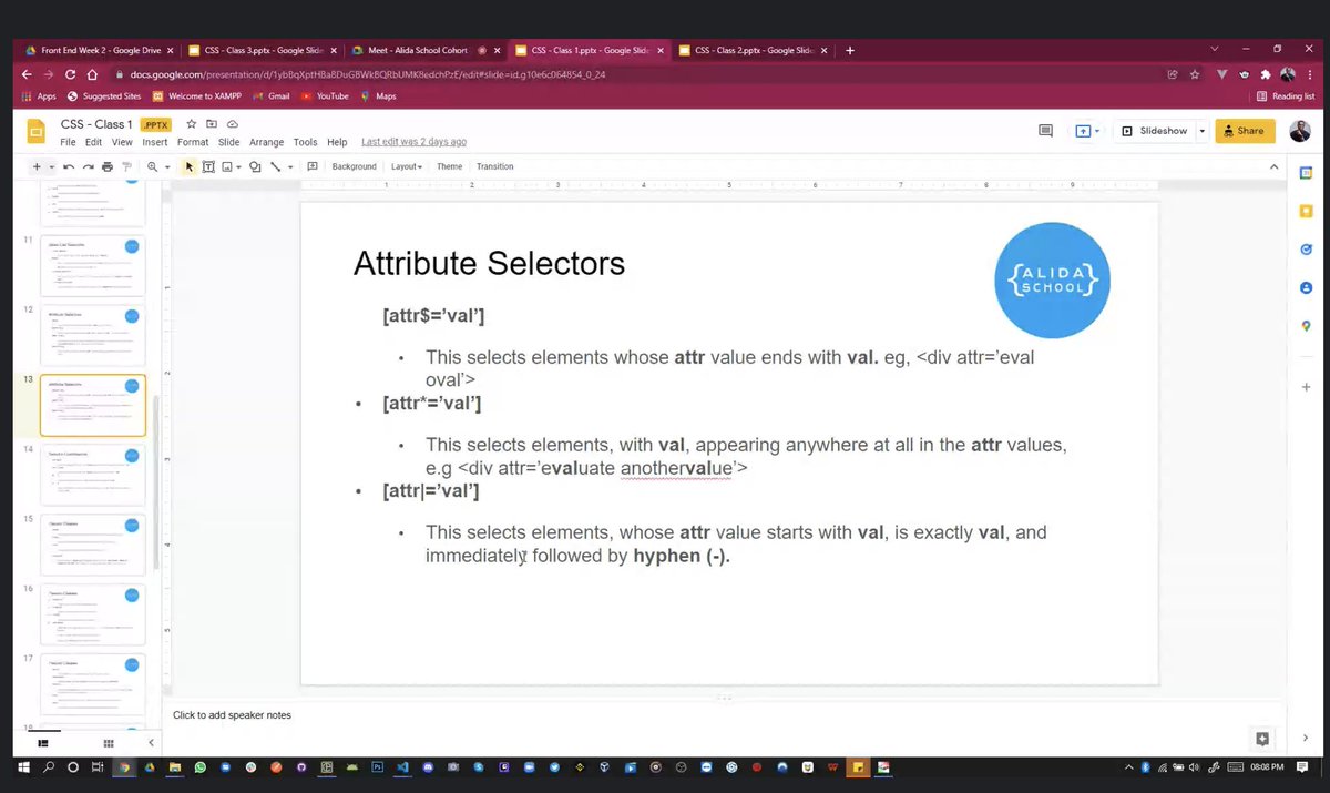 alida_school's tweet photo. Learning today about attribute selectors in CSS

#FrontEndDevelopment #BackEndDevelopment 
#WebDevelopment #FullStackDevelopment #AlidaSchool #CSS https://t.co/lq7015mozr