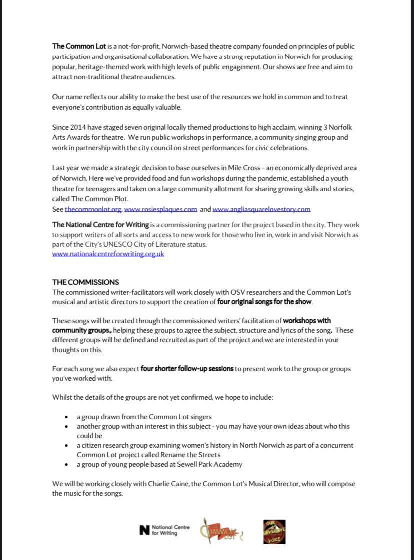 thecommonlotnc's tweet photo. The Common Lot are looking for socially engaged writers to develop and write four new songs in our new project Songs of Hope and Protest - further details on applications below. The Common Lot Manifesto: https://t.co/TQ5cCodUkV #TheCommonLot #OurSubversiveVoice https://t.co/HQXl5prN7N