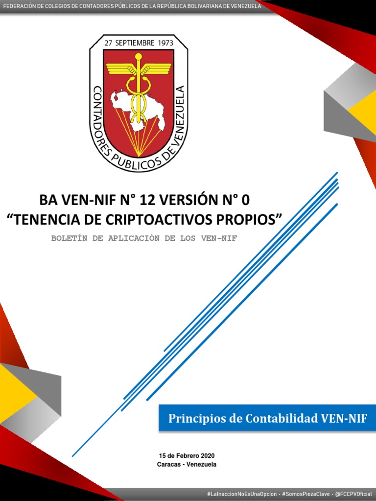 genesisrojasv1's tweet photo. Así, el 15/02/2020 la Federación de Contadores Públicos de Venezuela aprobó el BA- VEN-NIF Número 12. Versión 0. Referente a la Tenencia de criptoactivos propios, como contribución a las políticas contables en materia de criptoactivos.
#FCCPV #Contabilidad #Venezuela https://t.co/S2npeViTdb