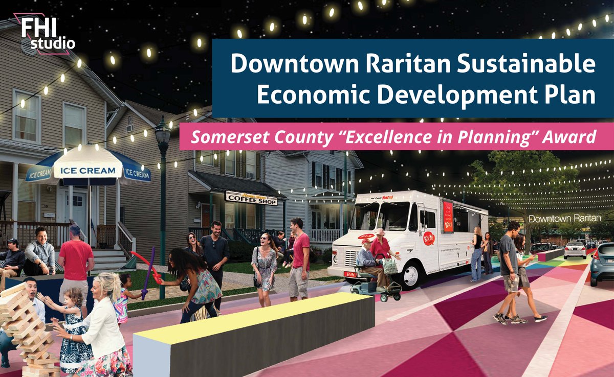 FHIStudio's tweet photo. We are honored to share that @SomersetCntyNJ has recognized our project team (@FHIStudio + @PhillipsPreiss) with the “Excellence in Planning” award for their work on the development of a community-driven 10-year economic, land-use, and multi-modal vision for Downtown Raritan. https://t.co/HMVbrXhOya