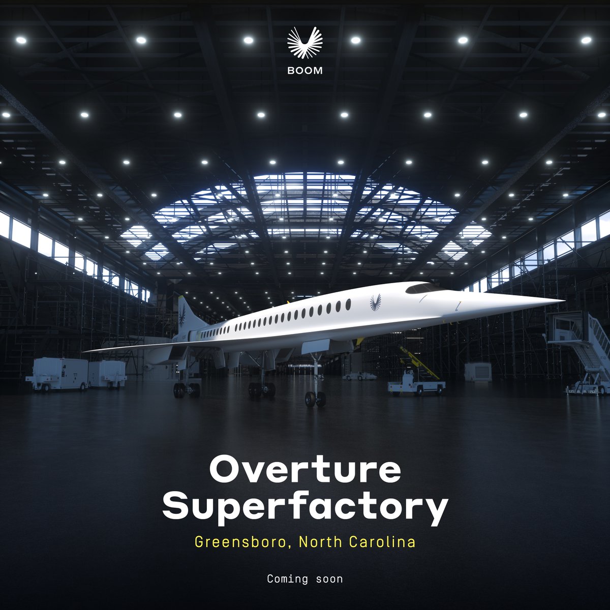 bscholl's tweet photo. Today @boomsupersonic announced we're building the first #OvertureSuperfactory in Greensboro, at Piedmont Triad International Airport. We're excited that @NCdotGov is going to be first in flight... again! https://t.co/I5T4E1l6HG