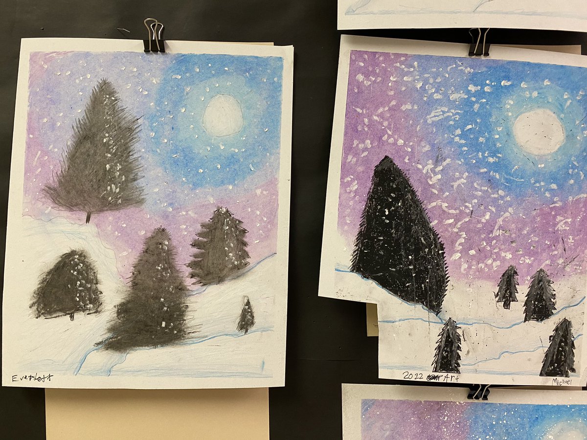 GoodShepherdECS's tweet photo. Grade 4 students created wonderful winter scenes using techniques to show texture. #Ecsdfaithinspires https://t.co/tVfy7PYtXo
