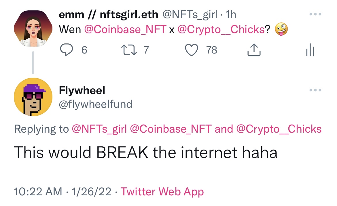Hey <a href="/Coinbase_NFT/">Coinbase NFT</a>, <a href="/KimKardashian/">Kim Kardashian</a> broke the internet once - let's see if we can do it again together 😉