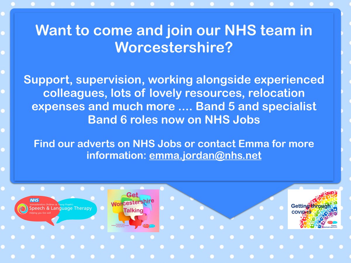 SLT Worcestershire (@slt_worcs) on Twitter photo Band 5 roles and Band 6 roles now on NHS Jobs ... come and help us to make a difference for children and young people in Worcestershire .... π #balancedsystem #together #teamSLTWorcs
<a href="/sar_smith/">Sarah Smith SLT</a> @MegD121 <a href="/vixthespeechie/">Vicki Dawson</a> <a href="/fionatotney/">fiona totney</a> <a href="/Charlotte16SLT/">Charlotte Deykin</a> <a href="/HMcCone_SLT/">Hannah McCone</a> <a href="/dharford79/">Dave Harford</a> Band 5 roles and Band 6 roles now on NHS Jobs ... come and help us to make a difference for children and young people in Worcestershire .... π #balancedsystem #together #teamSLTWorcs
<a href="/sar_smith/">Sarah Smith SLT</a> @MegD121 <a href="/vixthespeechie/">Vicki Dawson</a> <a href="/fionatotney/">fiona totney</a> <a href="/Charlotte16SLT/">Charlotte Deykin</a> <a href="/HMcCone_SLT/">Hannah McCone</a> <a href="/dharford79/">Dave Harford</a>