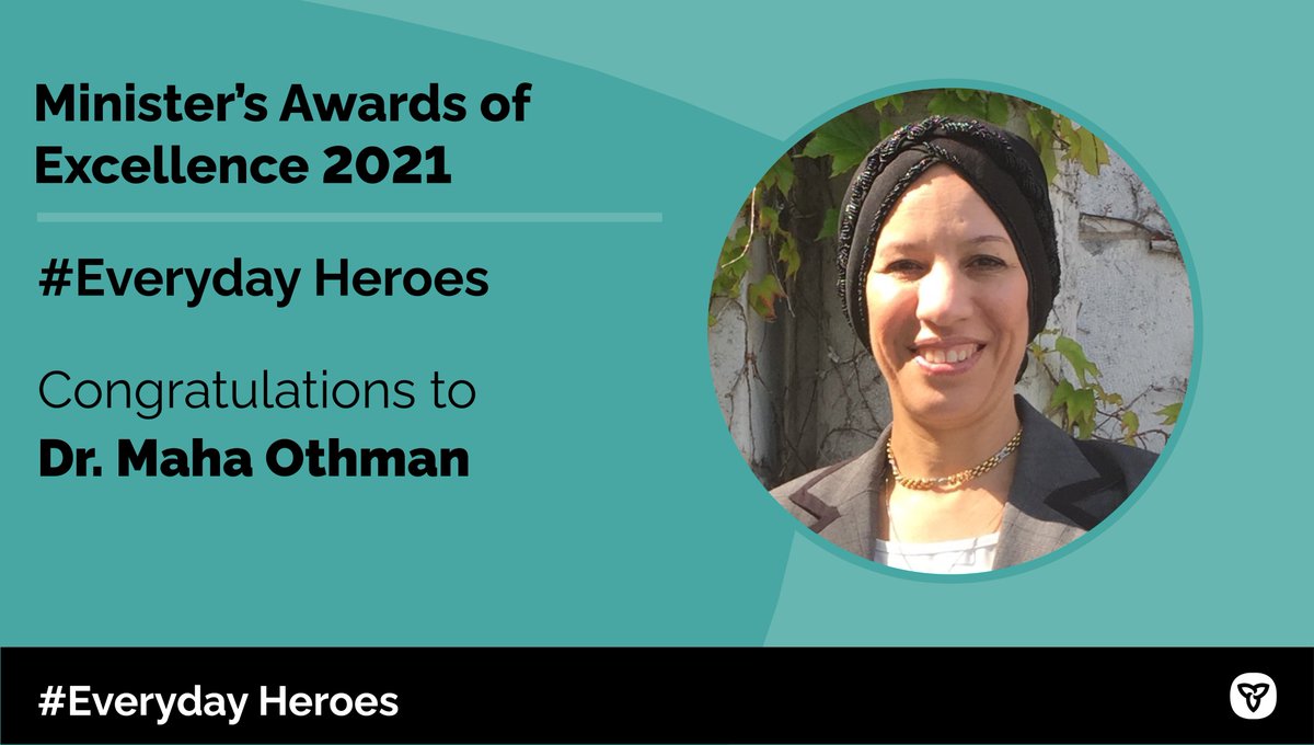[1/2] Congratulations to Dr. Maha Othman who received a Minister’s Award of Excellence in the #EverydayHeroes category.