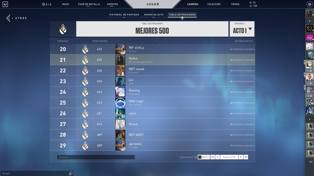 Nufes1's tweet photo. @BusquedaEsports
  F/A Buscando Equipo, Actualmente top 20 Radiant
Rol: Smokes - Astra,Brimstone,Omen 
Flex - Viper,Sova,KAY/O,Chamber,Sage https://t.co/wOqzYWZePy