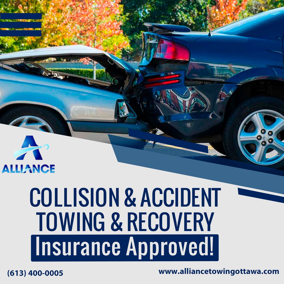 RequestAlliance's tweet photo. Alliance Towing is available 24 hours, 7 days a week, year-round to help get your vehicle to the nearest collision centre.
Website link 👉https://t.co/QgbMCGlUhq
Call  👉(613) 400-0005 
#collision #tow #accident #ottawa #canada #car #Automotive #RoadSafety #alliance https://t.co/WGPqztrHOv