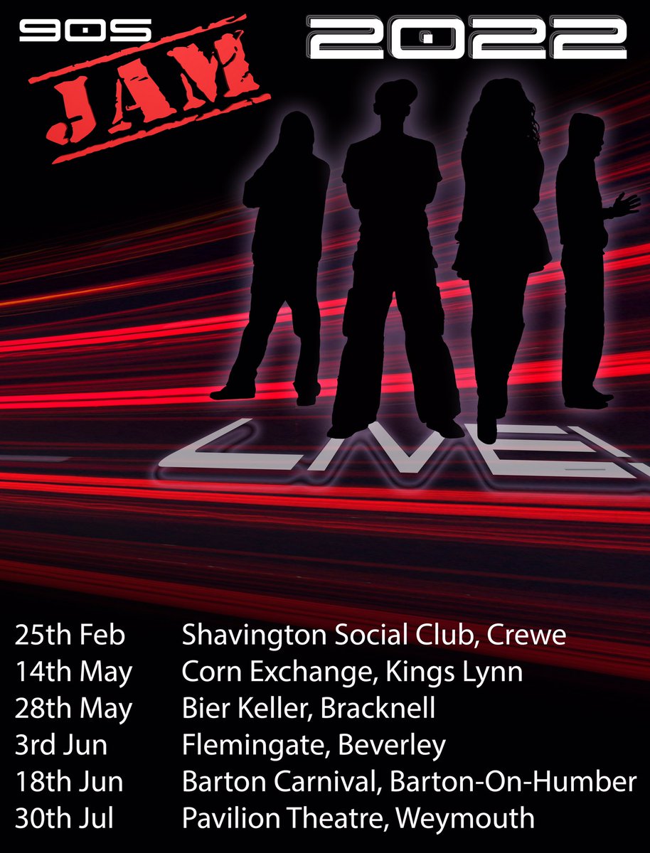 90s_jam's tweet photo. Less than a month until we are back onstage! Can’t wait to see you all raving in Crewe in February! Full gig list and details at https://t.co/MSXUth1Sym https://t.co/uJ4jIeq5Xo
