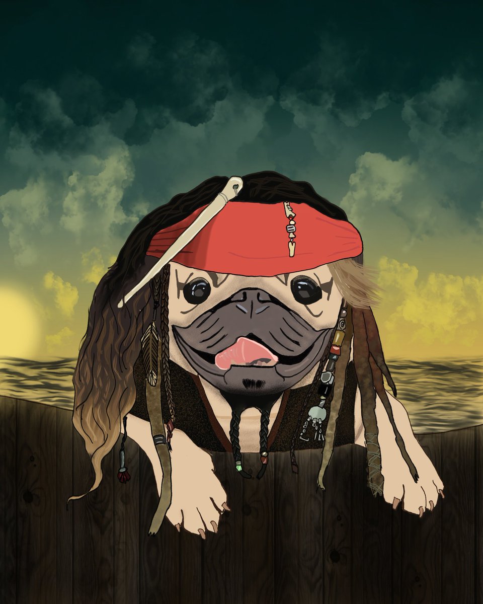 MietaDesigner's tweet photo. Captain Pug Sparrow is still my favourite NFT 😊 What do you guys think? #NFTCommmunity #NFTMarketplace #NFT #NFTs #digitalart #cryptocurrency https://t.co/629s0dORid