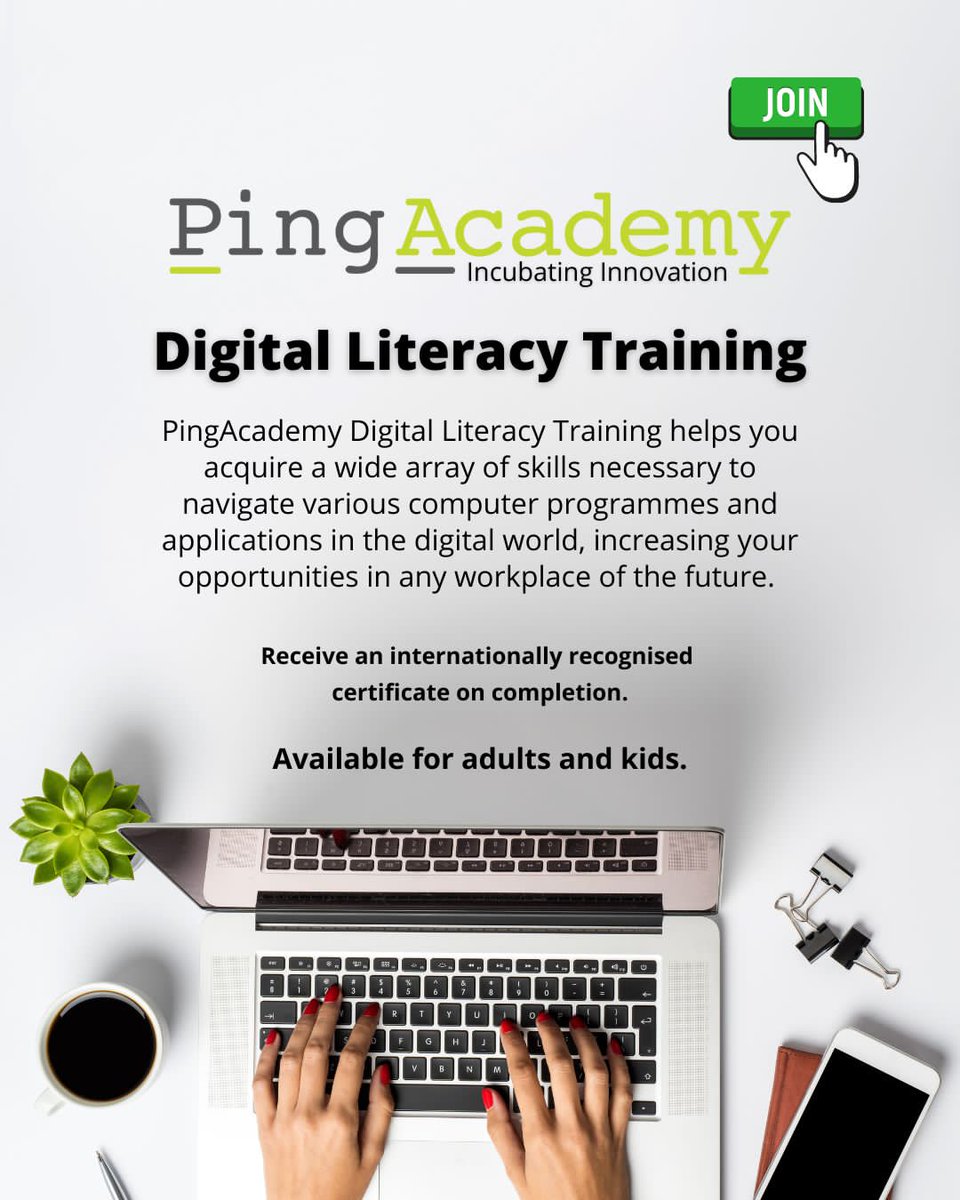 pingacademyza's tweet photo. Need help with taking your computer skills to a new level? 
Increase your opportunities in any workplace by joining our Digital Literacy Training. No experience required. Available for adults and kids. Learn more:
 https://t.co/Z4WPiW1Hgh

 #digitalskills  #upskilling https://t.co/RzLFDrf3oq