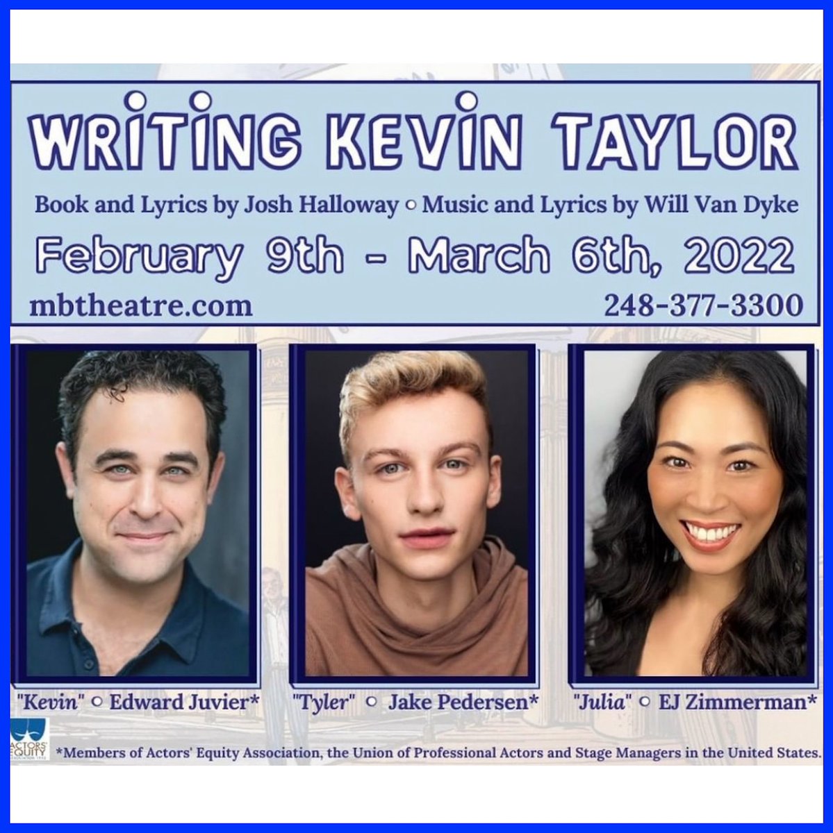 WVDmusic's tweet photo. Very excited for “Writing Kevin Taylor” to be making its Michigan debut at @MBTheatre in Feb with a new orchestration! @josh_halloway and I started this show in college and it has followed us all these years. If you’re in MI 2.9.22-3.6.22 be sure to check out this awesome group. https://t.co/1zGwr7aQwY
