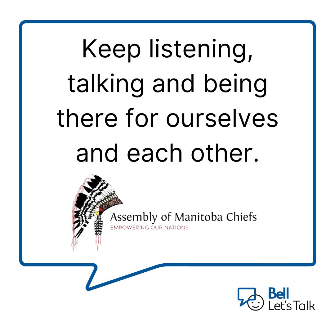 "On #BellLetsTalkDay and every day, I encourage everyone to keep listening, talking and being there for ourselves and each other." - AMC Grand Chief Arlen Dumas #FirstNations #Manitoba #BellLetsTalk #MentalHealth