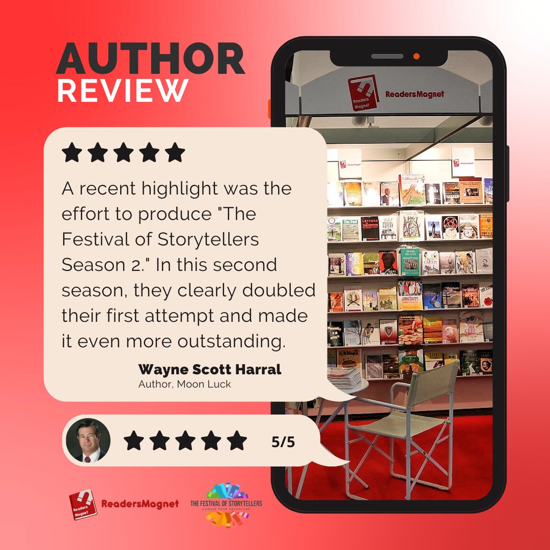 readersmagnet's tweet photo. Today, we feature an honest review from Wayne Scott Harral, author of Moon Luck, on his experience during The Festival of Storytellers Season Two powered by ReadersMagnet. 🤗🌟
Read more reviews via Trustpilot.
#readersmagnet #TFOS #TFOS2021 #thefestivalofstorytellers https://t.co/TTzolAud1Q