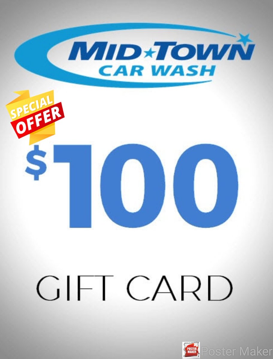 ⚡⚡FLASH SALE⚡⚡
 TODAY ONLY!! 
Buy a $100 gift card for only $89! 

Please note gift cards can be one single gift card of $100, or split up into two $50 gift cards. 

#sale #flashsale #savings #giftcard #gifrcards #midtowncarwash #local #carwash #supportlocal #autocleaning