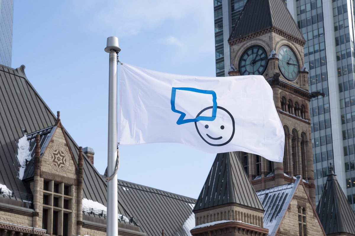 JohnTory's tweet image. Today, we raised the @Bell_LetsTalk flag at City Hall in recognition of #BellLetsTalk Day.

Proud to support this initiative to help end the stigma around mental health and start important conversations.