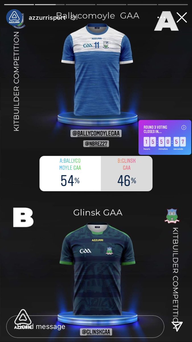 🗳 | Head over to the <a href="/AzzurriSport/">Azzurri Sport</a> Instagram page to vote for our neighbours Glinsk GAA in the Kitbuilder competition. Ádh mór <a href="/GlinskGAA/">Glinsk GAA Club</a>