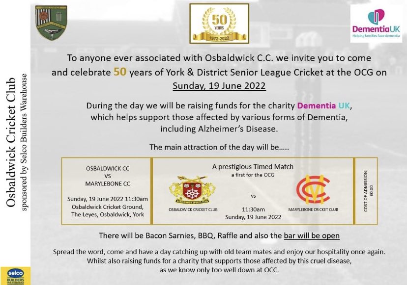 OsoCricket's tweet photo. A date for your diaries! @HuntersYLN @MCCOfficial https://t.co/c3FdIQuYAW