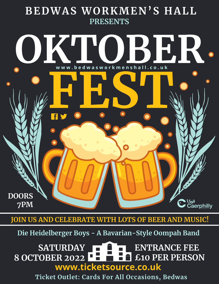 BedwasHall's tweet photo. Oktoberfest: Die Heidelberger Boys
Saturday 8 October 2022
A Bavarian-Style Oompah Band
https://t.co/ba4dITDhAU
Entrance Fee Β£10
Paper tickets are on order for Cards 4 All Occasions, Bedwas
#bwh #LiveMusic #LicensedBar #CommunityHub #BTMarea @Visitcaerphilly @TicketSource https://t.co/Jtc2UYTmnG