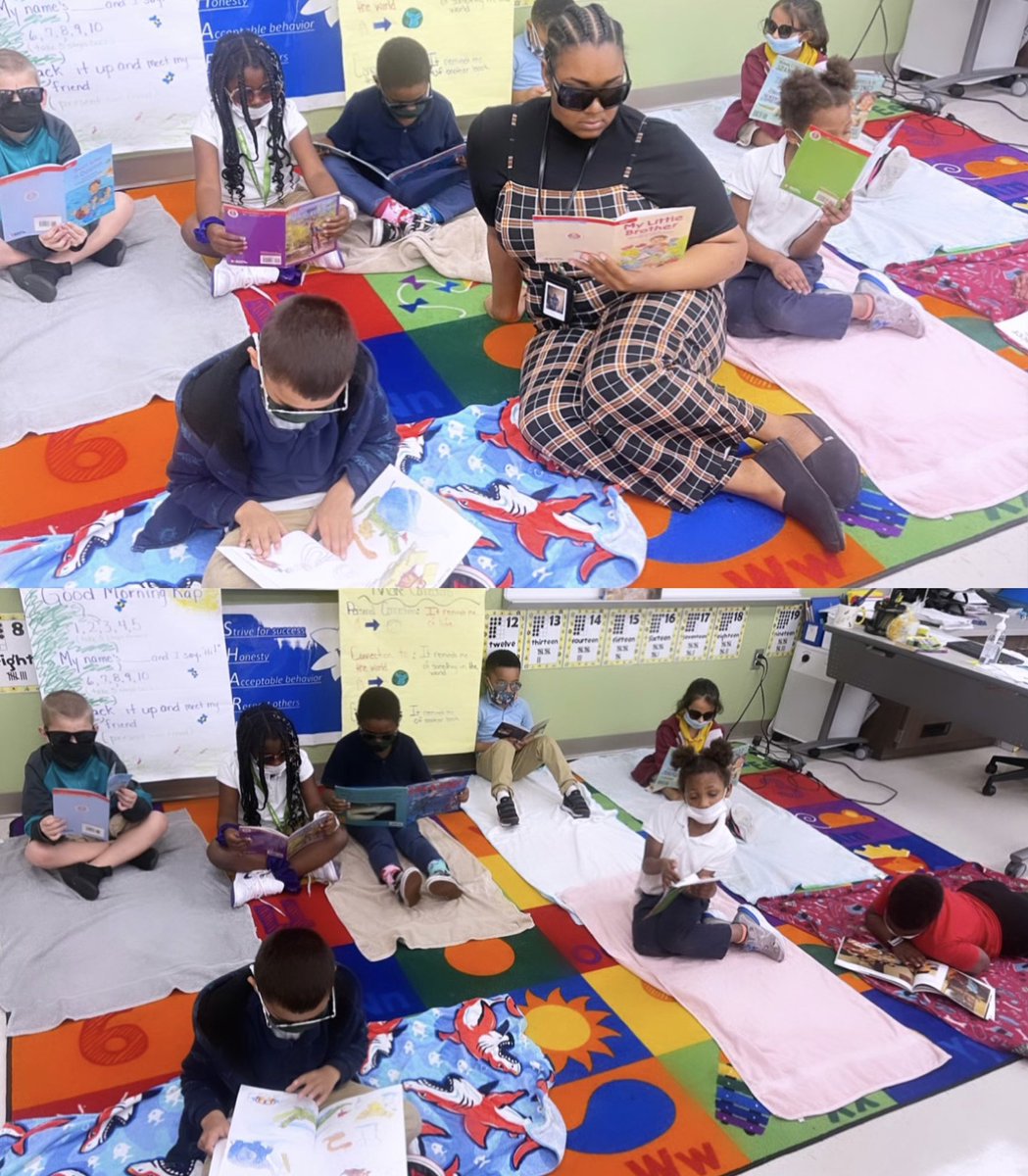 WashingtonElem5's tweet photo. Ms. Wells class is blocking out all the haters and reading 📚🕶😎

#1stGradeSharksOnTop🦈
#ReadingisFUNdamental https://t.co/0tGPdVftjl