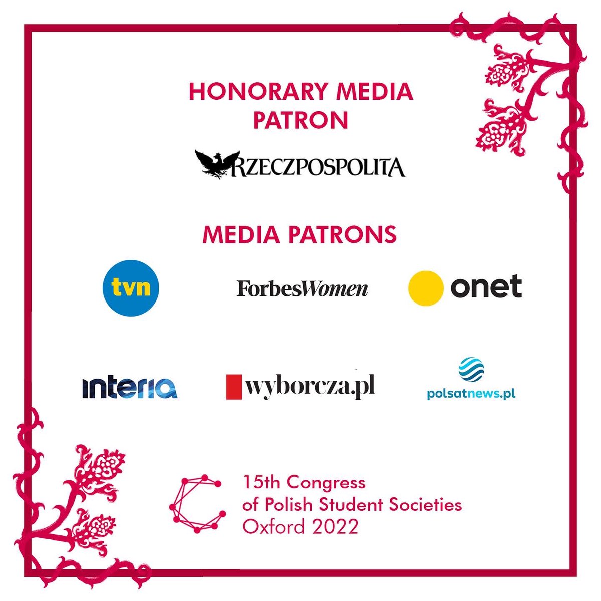 CongressPL's tweet image. We are proud to introduce the Media Patrons of the #XVCongress of Polish Student Societies in the UK! 

It is through their generous help that all of our exciting news are published both in the UK and in Poland!📱📰