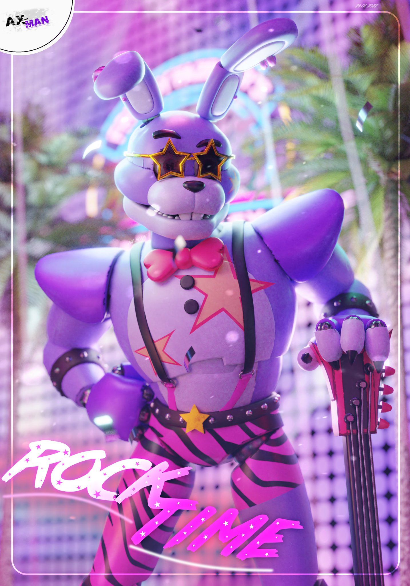 Glamrock Bonnie- Security breach fnaf Art Board Print for Sale by Tooken