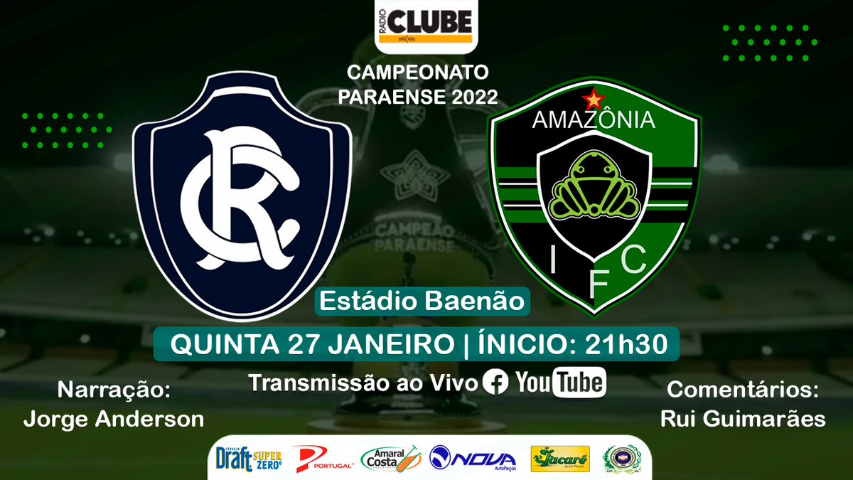 rbatvoficial's tweet photo. Hoje (27) é a vez do Clube do Remo estrear no Campeonato paraense 2022. O jogo é contra o Amazônia, às 21h30, no Baenão. E os detalhes, você já sabe, é com o Timão Campeão da Rádio Clube do Pará. Não perde, hein!
#futebool #esporte https://t.co/6uh21DMUtt