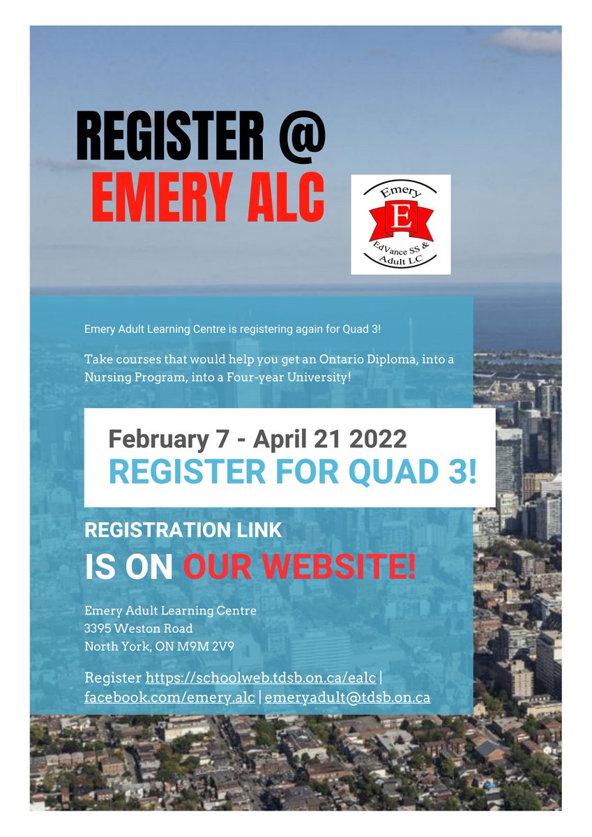 Reminder: Emery ALC is still registering Adults (21+) for Quad 3!  Click here to register!!  forms.gle/BxR6fK19oJGZhj…