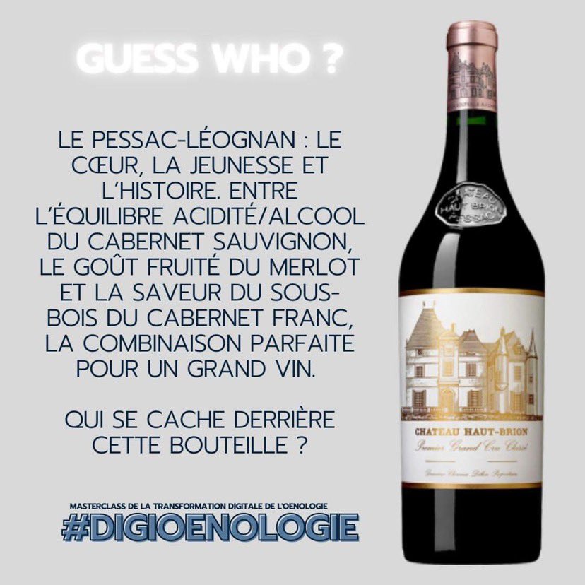 #GuessWho 

Un jour, un vin… 🍷

Devinez qui se cache derrière cette bouteille 😏🍇 

Marie France ? Raphaëlle ? Arthur ? Clément ? Célia ? Inès ? 

Vos pronostics en commentaires !!! 👇🏼

#digioenologie