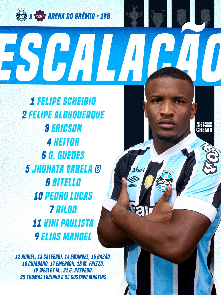 Grêmio FBPA on X: 📋ESCALAÇÃO DO TRICOLOR! 🇪🇪 #GRExCAX #Gauchão2022  #PeloGrêmioComOGrêmio  / X