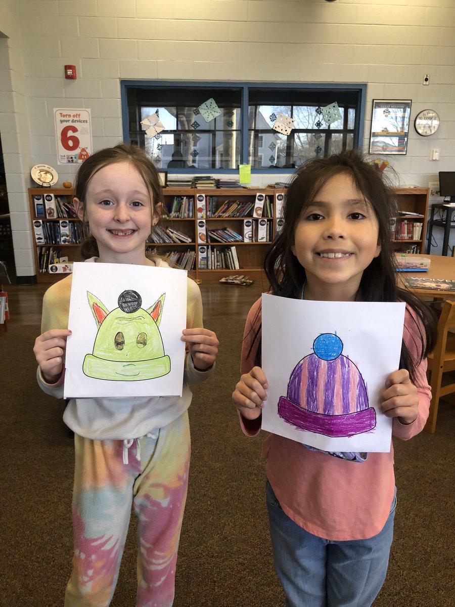 nwmediacenter's tweet photo. We read Harold Loves His Woolly Hat today and these 2 won class favorite during our gallery walk @nweseagles @GiaParisi https://t.co/38rwXyxxvw