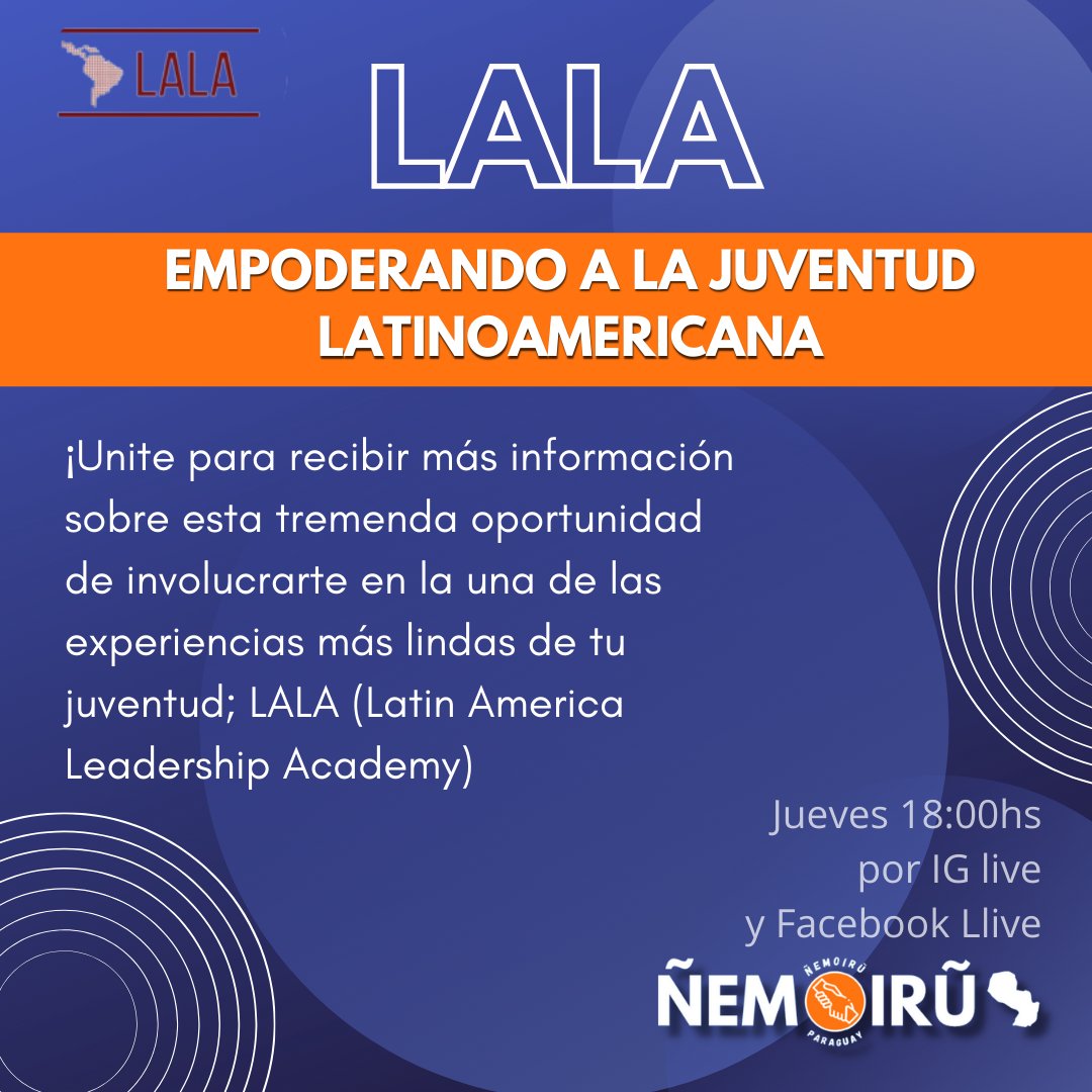 NemoiruPy's tweet photo. ¡Con el equipo de Ñemoirũ, les traemos una noticia increíble!📣📣📣
Mañana, vamos a estar hablándole de @somos_lala, una organización increíble que busca empoderar jóvenes de 14 a 20 años de toda Latinoamérica 🥳🤍
Préndanse a nuestro IG y Facebook mañana a las 18:00 📲 https://t.co/Qy1wEUuJUG