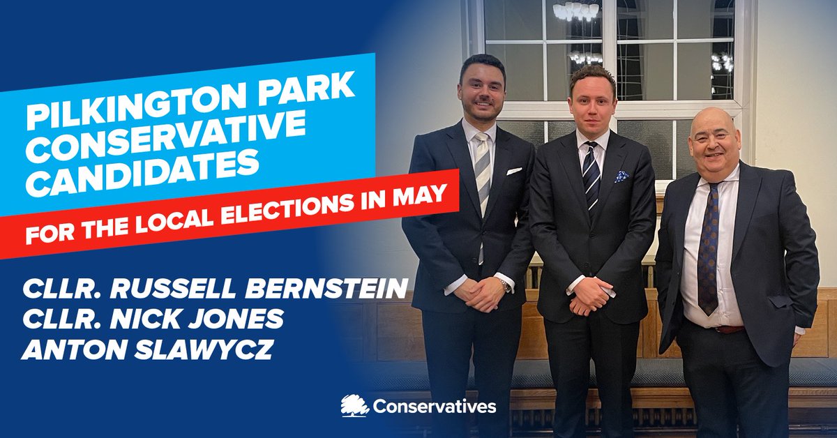 🗳 Pilkington Park Ward 🗳 The members of Pilkington Park Ward have selected their three candidates for May’s all-out election. 👏🏻 Congratulations to: 👏🏻Cllr. Russell Bernstein 👏🏻Cllr. Nick Jones 👏🏻Anton Slawycz