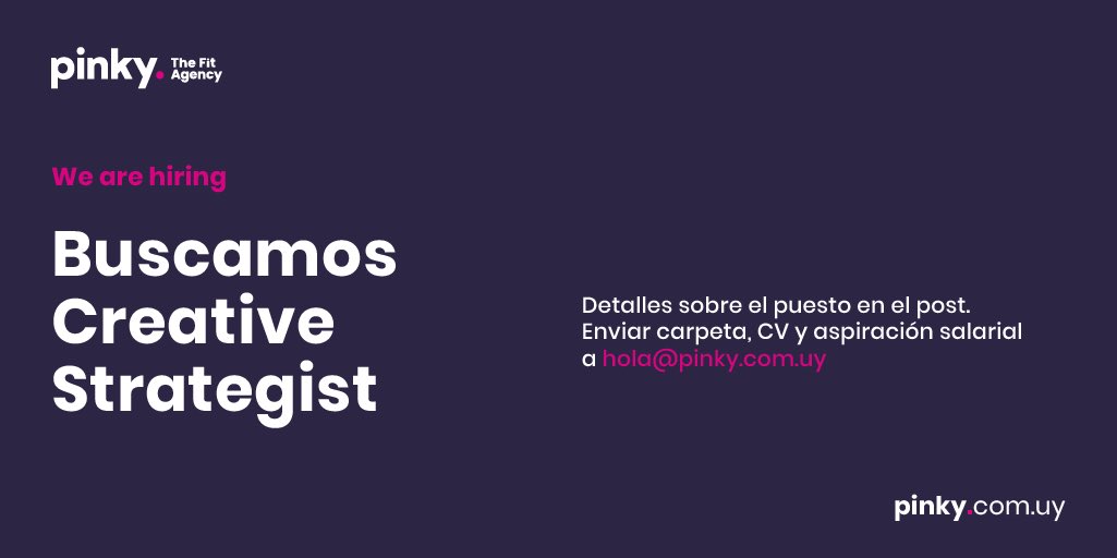 ¿Te gusta la #creatividad y #estrategia?
En <a href="/PinkyUy/">Pinky.</a> tenemos un lugar para vos.