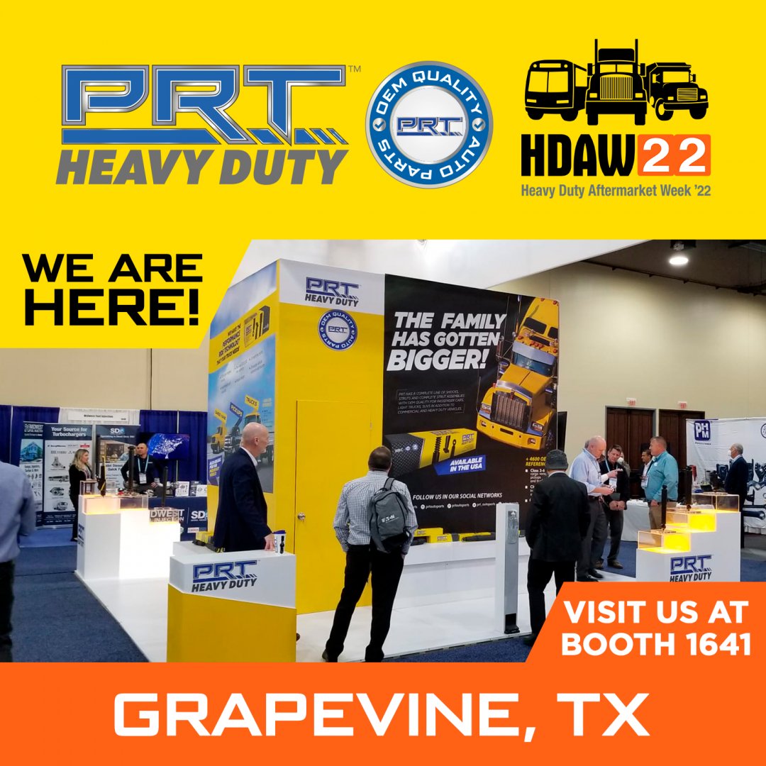Are you visiting the HDAW22 at GRAPEVINE, TX? You are Welcome to come and Visit us at BOOTH 1641 and find out more about PRT HEAVY DUTY OEM Quality Shocks!

#hdaw #hdaw22 #hdaw2022 #HeavyDuty #texas #grapevine #prthd #prtheavyduty #prt #autoparts #shocks #shockabsorber
