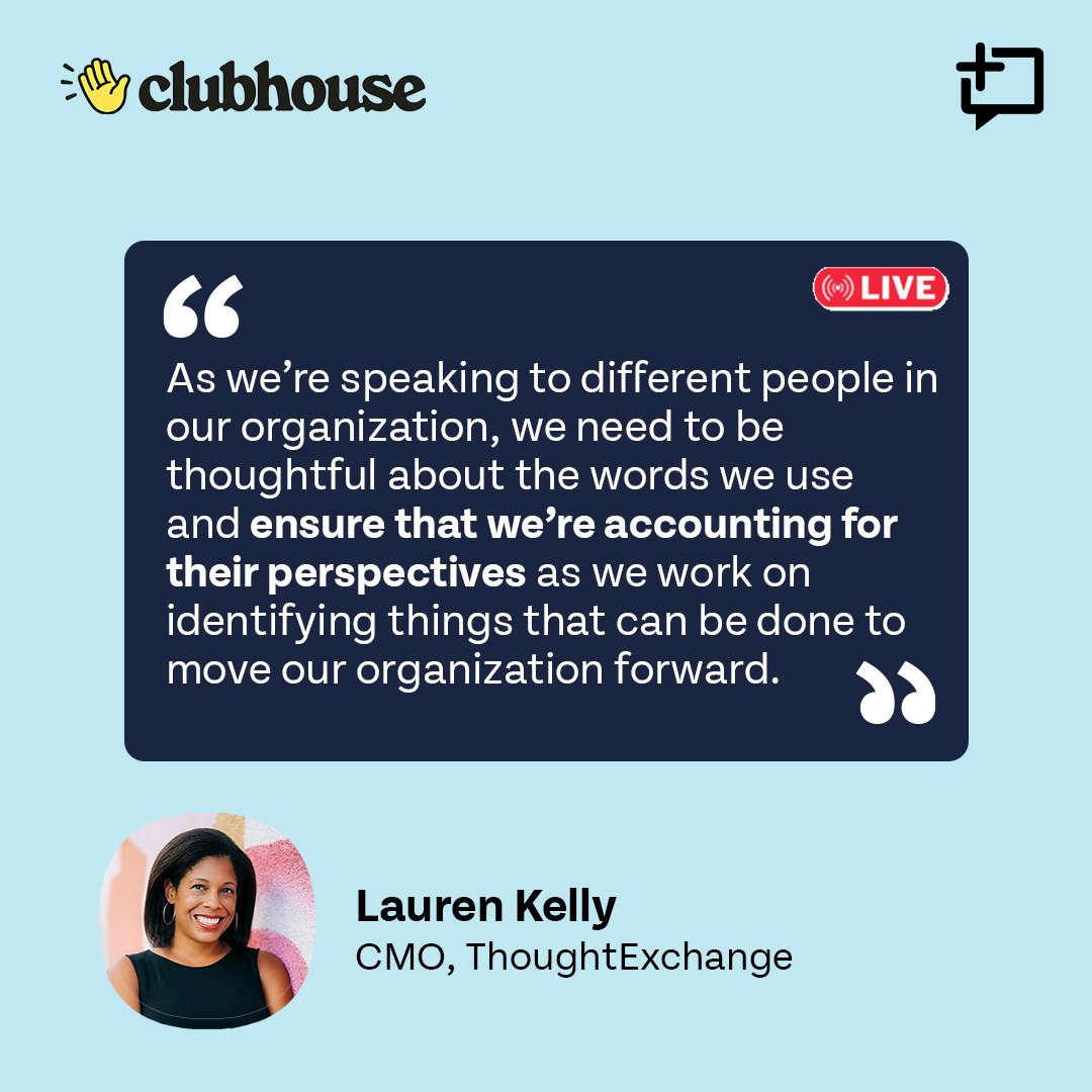 thoughtxchng's tweet image. How can leaders ensure that they&apos;re making the most of #EmployeeInput? Here&apos;s some advice from our CMO Lauren Kelly.

Thanks for joining us and stay tuned for our next #Clubhouse event!

#EmployeeVoice