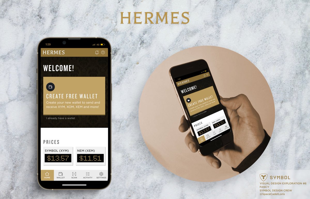 SpaceCadetLoris's tweet photo. Visual Design Exploration #6 for future #Hermes #symbol wallet. Title "Fancy" https://t.co/oohBuvCn8y