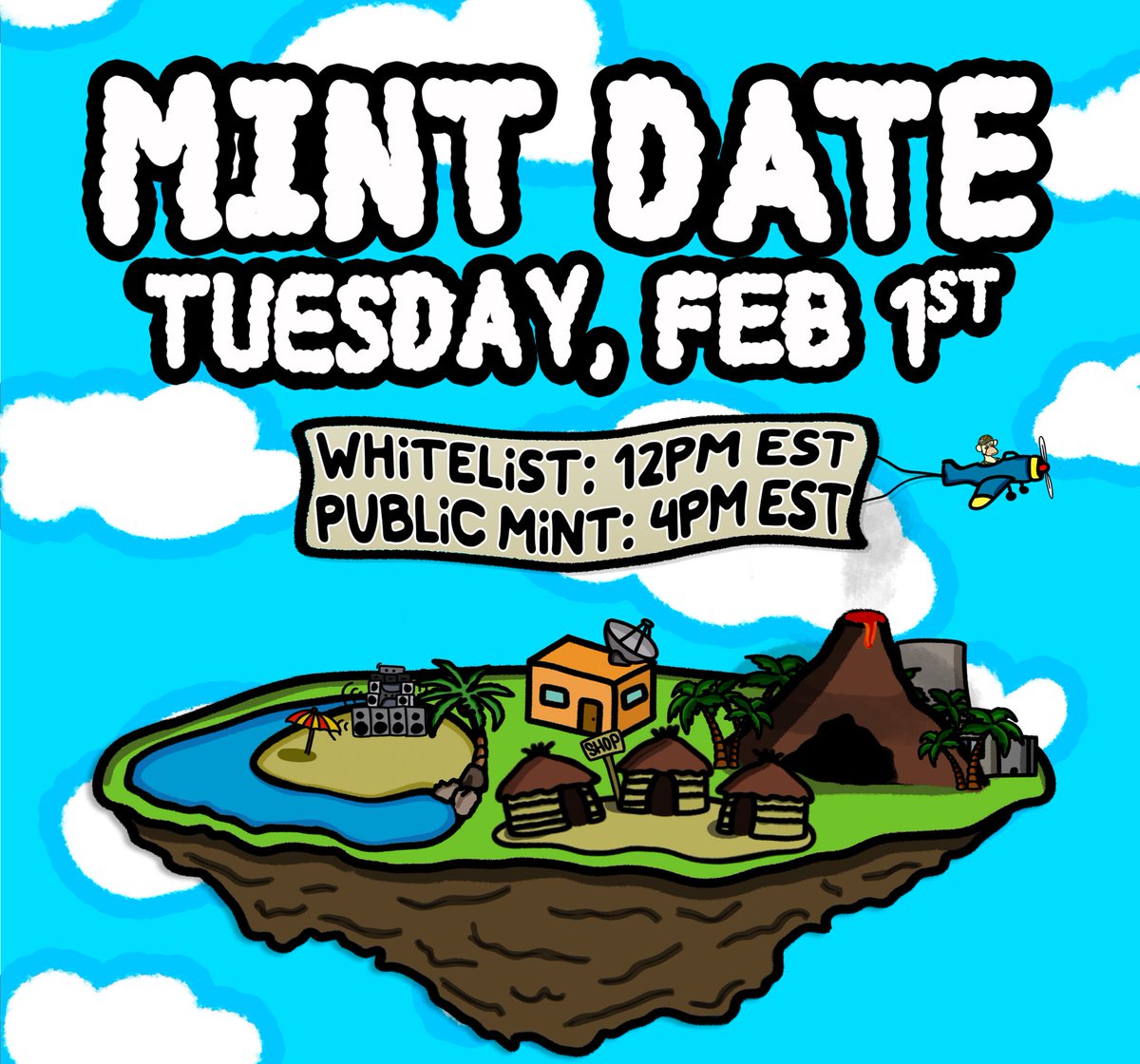 Our mint date will be next Tuesday February 1st with a mint price of .1 eth!

The whitelist mint will start at 12 pm EST with a maximum 3 per wallet and last for 4 hours.

The public sale will begin at 4 pm EST with a maximum of 10 per wallet! Good luck apes! ❤️
