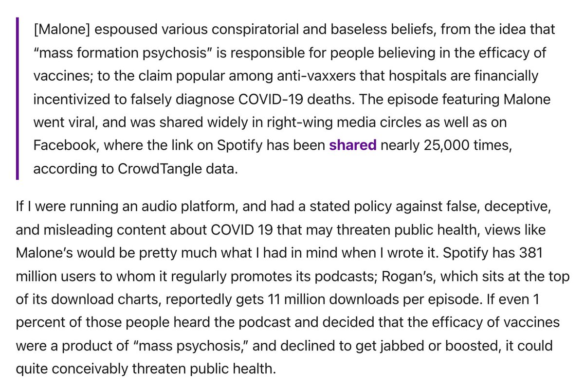 In light of today’s Neil Young / Spotify news, I took down the paywall on this post from Jan. 13 about the company’s misinformation mistake: it promoted a policy that it ultimately was not willing to enforce platformer.news/p/how-spotify-…