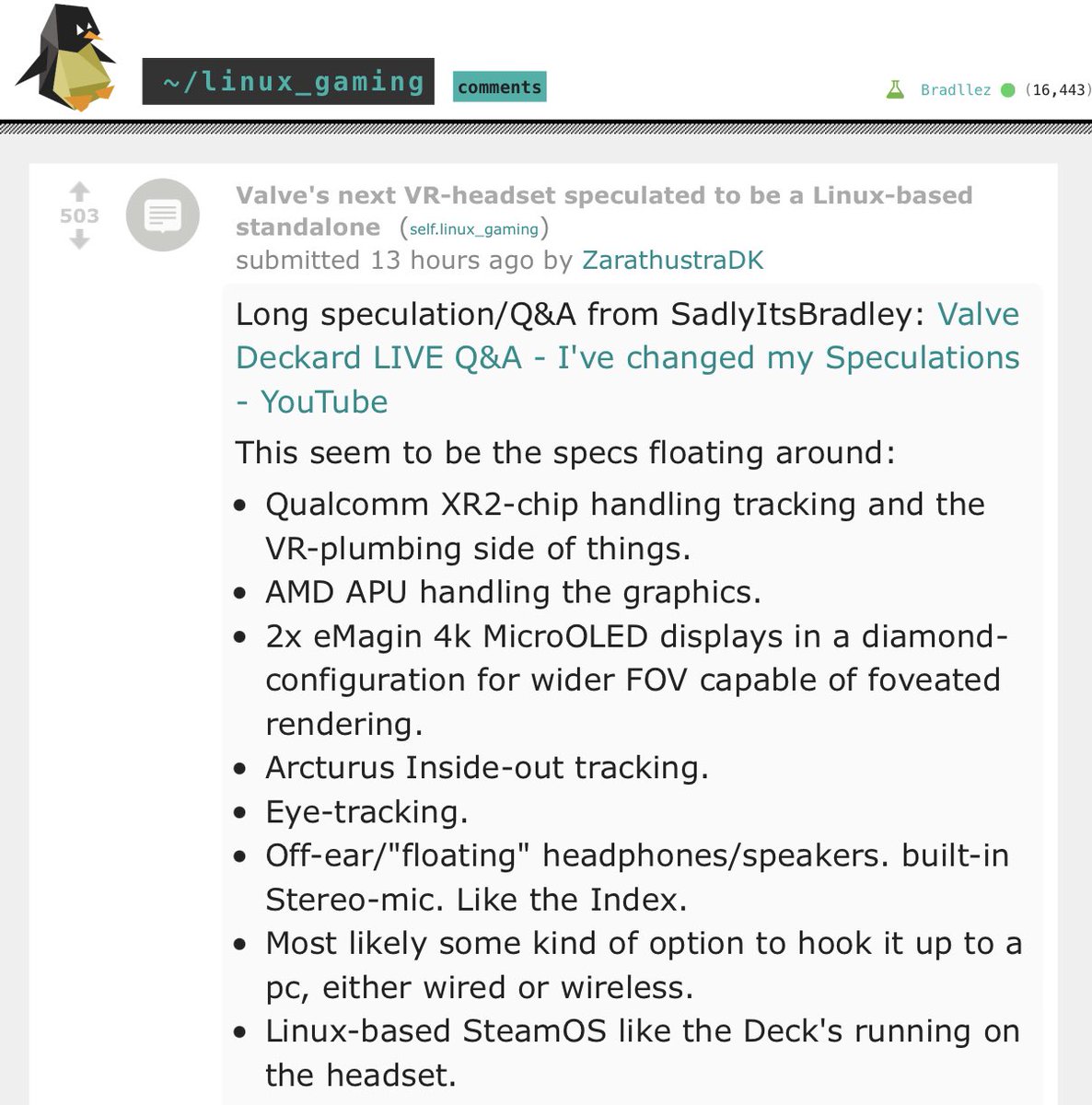 SadlyItsBradley's tweet image. If you missed my last stream: this is a perfect wrap up of what I think Valves next VR HMD (Deckard) is summing up to be

Basically similar to what Apple is doing, but instead of running something based on Mac OS, it’d be Steam OS 3 + XRDesktop