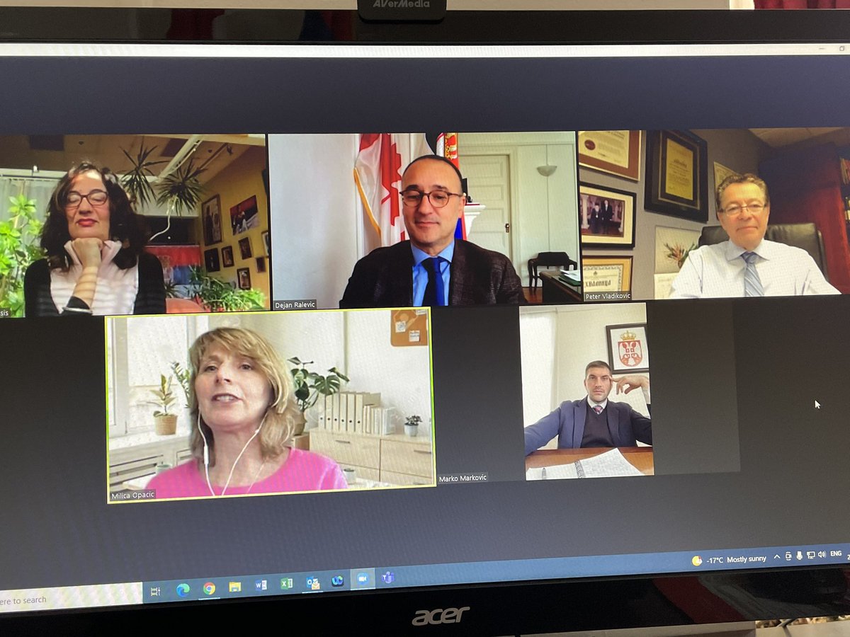 Amazing first virtual gathering with #honoraryconsuls of 🇷🇸 in 🇨🇦 #Montréal #Calgary #Vancouver Great to see them all! This year, particular focus on Serbian #diaspora in #Canadian provinces hoping that in-person meetings will be feasible💪 @MilicaOpacic1
