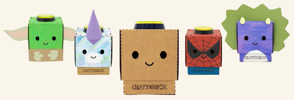 As kids teach Chatterbox to talk, Chatterbox teaches kids STEM skills, computer science concepts and communication skills. Inside is a voice computer. Outside is a cardboard box — which is an art medium! Check us out today at #FETC