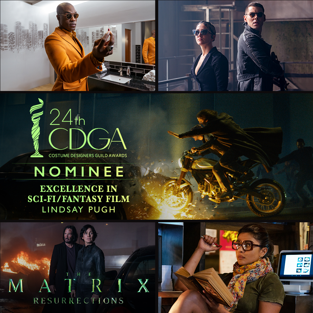 Congratulations to #TheMatrix Resurrections costume department! Their brilliant work has received a @costumeawards nomination for Excellence in Sci-Fi Film - Costume Design.