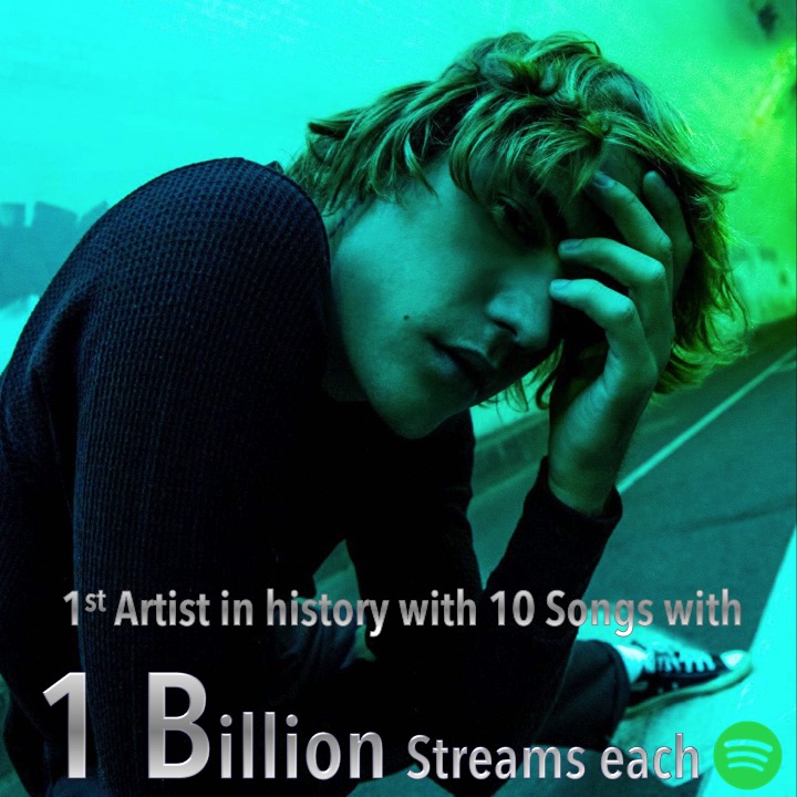 #JustinBieber is the 1st Artist in #Spotify history to have 10 Songs with over 1 BILLION Streams each!💪🥇👨‍🎤🔟🎶💥1️⃣🅱️🎧🔥👑💚
facebook.com/worldmusicawar…