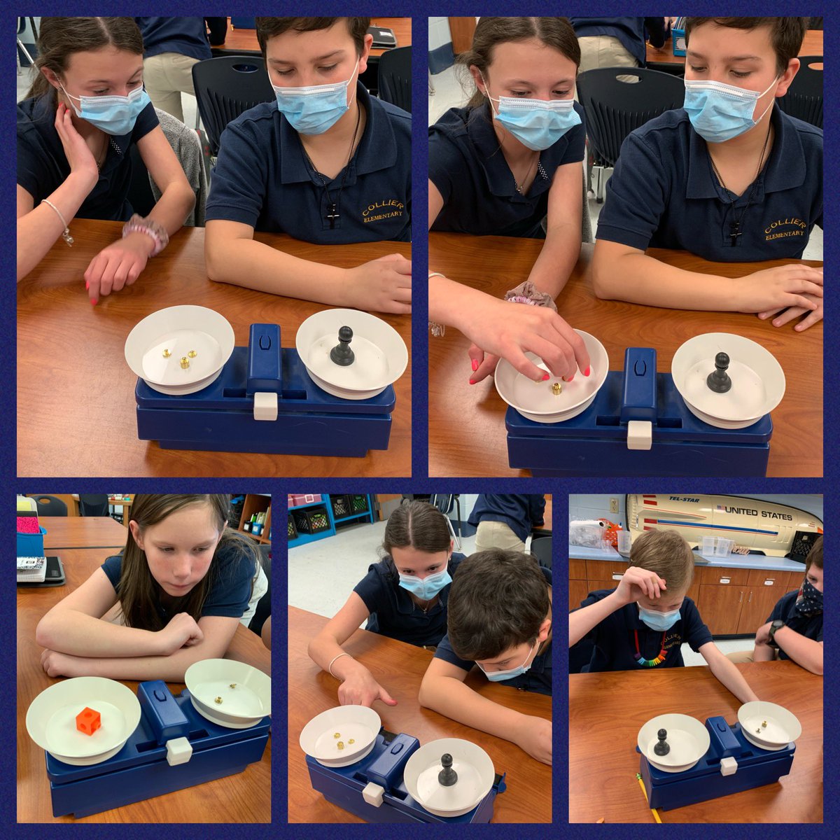 We used balances to measure and compare the masses of a variety of objects during our exploration of matter.  <a href="/CollierES/">Collier Elementary</a> #ScienceInAction