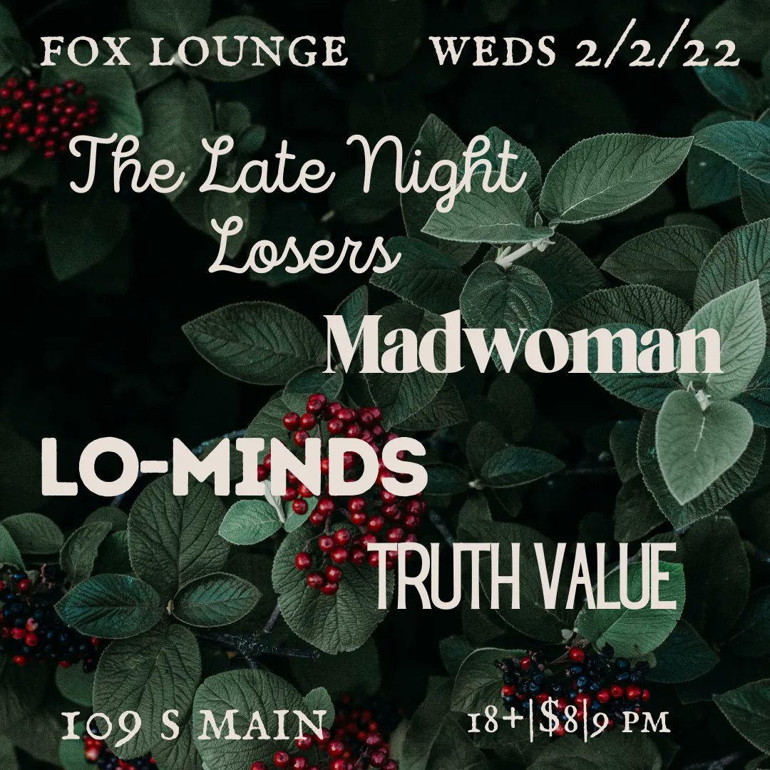 LoMinds's tweet image. Hey we're back and getting foxy at Fox Lounge a week from today- Wednesday 2/2/22

Come celebrate a weird date on the calendar with us!