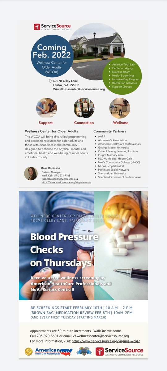 AHCPnetwork's tweet photo. American Health Care Professionals (AHCP) partners with Service Source for the Wellness Center for Older Adults (WCOA). See dates and times. A GHA Institute &amp; BMP sponsored program. https://t.co/eORrHJrezv
