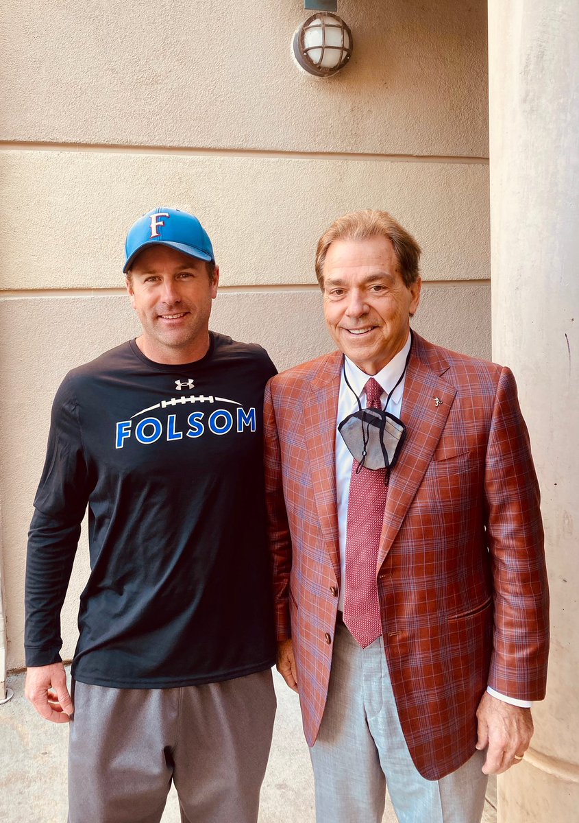 All of <a href="/FolsomBulldogFB/">Folsom Football</a> was thrilled to meet <a href="/AlabamaFTBL/">Alabama Football</a> Head Coach Nick Saban. For him to take the time to visit and recruit our players is a credit to the coaches and players that have built this program and set the culture <a href="/JonahGWilliams/">Jonah Williams</a> @coachTaylorsac <a href="/coachkmr/">Kris Richardson</a> <a href="/BFresques/">Bobby Fresques</a>
