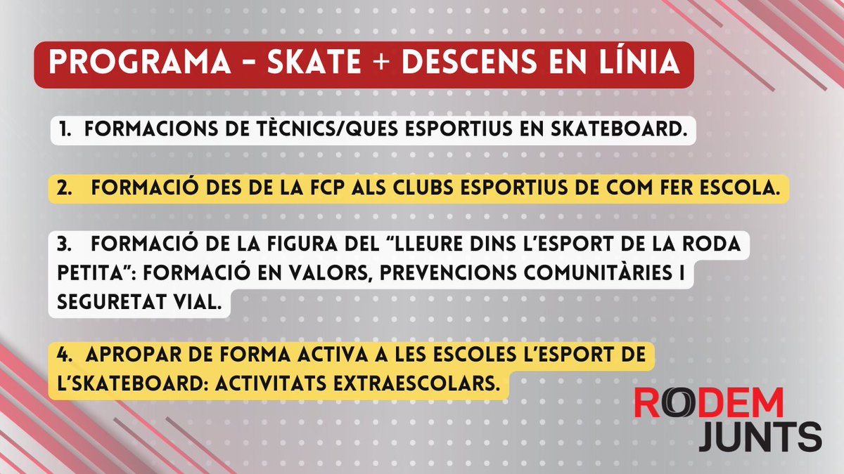 RodemJunts's tweet photo. 📌 Les nostres propostes per a l'#Skate 🛹 i el #DescensEnLínia 🛣

🔗 Descarrega't aquí el projecte complet: https://t.co/vl9qXdAmrK

#RodemJunts https://t.co/nu3GB8rusi