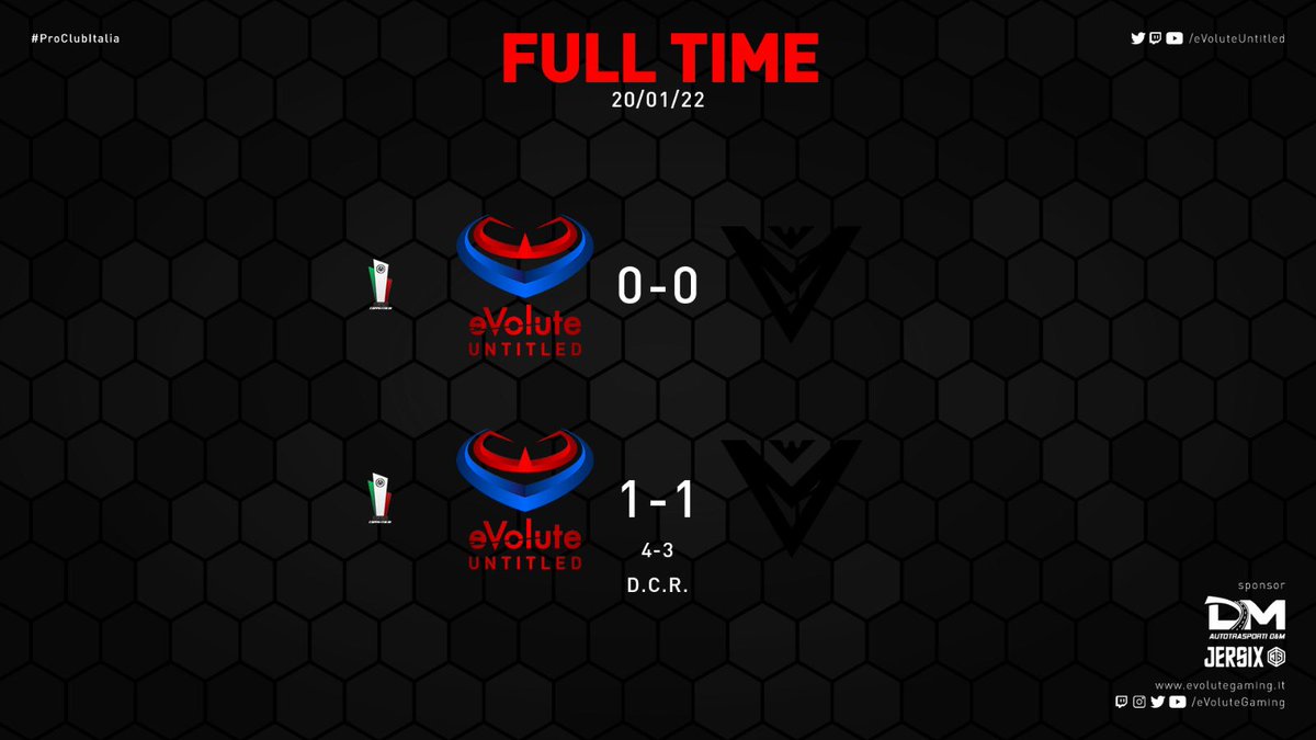 🏆 FULL-TIME QF Coppa italia🏆

🆚 <a href="/MementoVincere/">Phillip Hathaway</a> 
➖ 0-0

🏅 @vDreams22 

🆚 <a href="/MementoVincere/">Phillip Hathaway</a> 
✅ 1-1 (3-4 D.C.R.)
⚽️ @Alfiinho16x 

🏅 @Alfiinho16x / @MarKx22x 

Complimenti agli avversari, come al solito partite intense. 🤝

#GoeVolute #Untitled 🔴🔵
#ProClubItalia