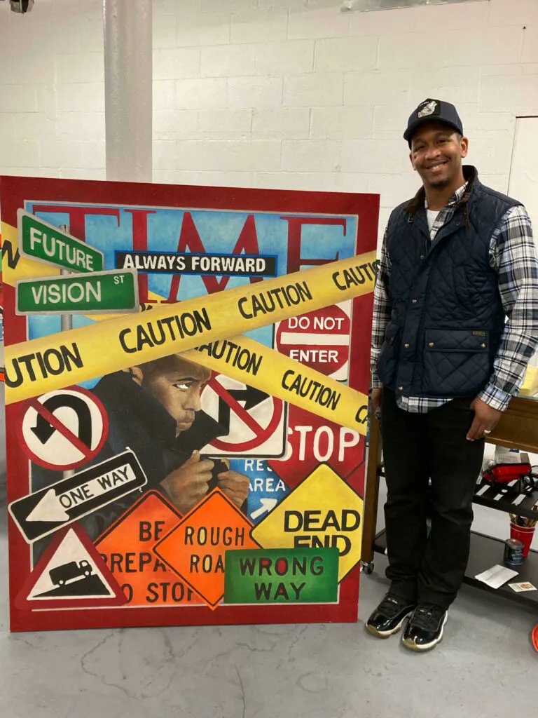 IndianaMuseum's tweet photo. Artist Derrick Carter creates mixed-media artwork from sand and acrylics to communicate. Learn more about his work, then see one of his works for yourself when #CollectingIndiana: Recent Art Acquisitions opens Feb. 5 at #IndianaStateMuseum. https://t.co/IGmBRffvIW https://t.co/tGj8G1nvoK